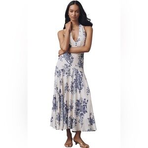 Reformation Briony Dress Halter A-Line Midi Floral Cottage Feminine Size 8